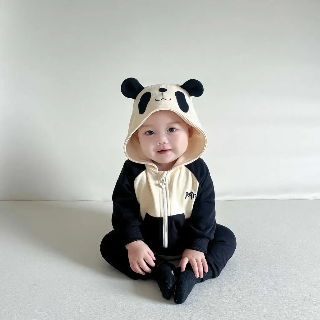 長袖セットアップ パンダフーディジップアップスウェット/ヒップパッチパンダパンツ【mh0011194】