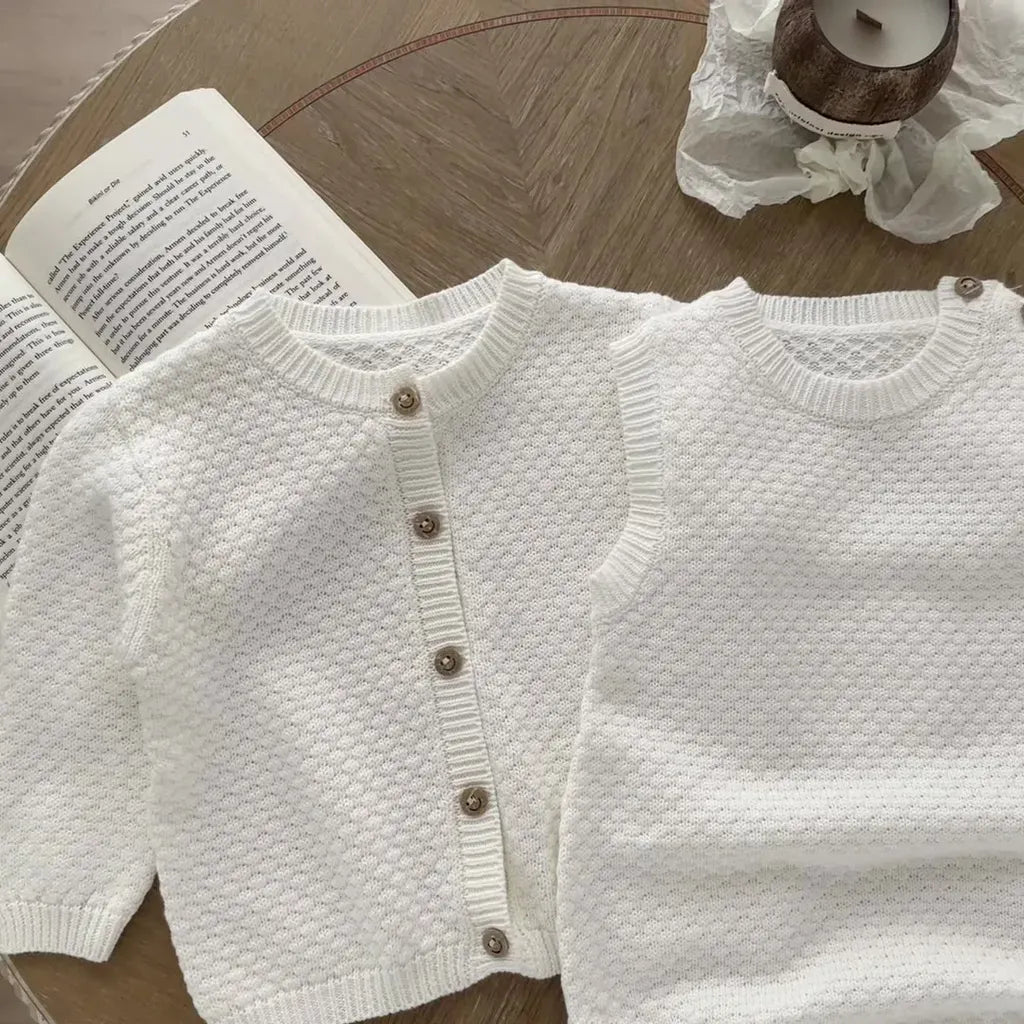 ロンパースセットアップ ケーブルニットカーディガン / ニットロンパース【mh0011195】