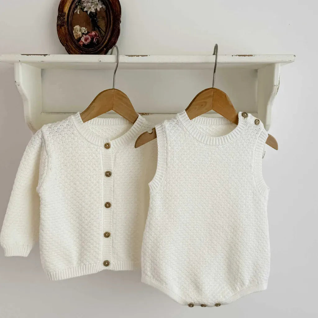 ロンパースセットアップ ケーブルニットカーディガン / ニットロンパース【mh0011195】