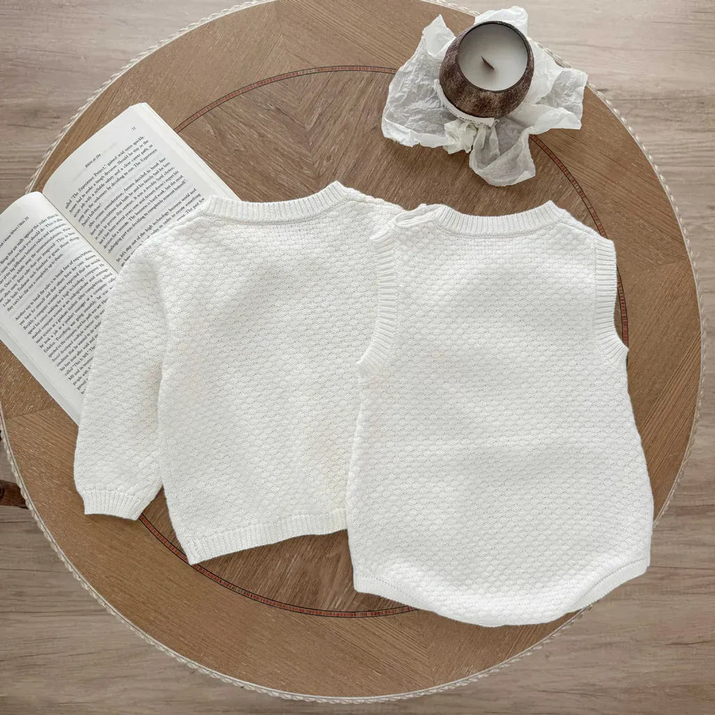 ロンパースセットアップ ケーブルニットカーディガン / ニットロンパース【mh0011195】