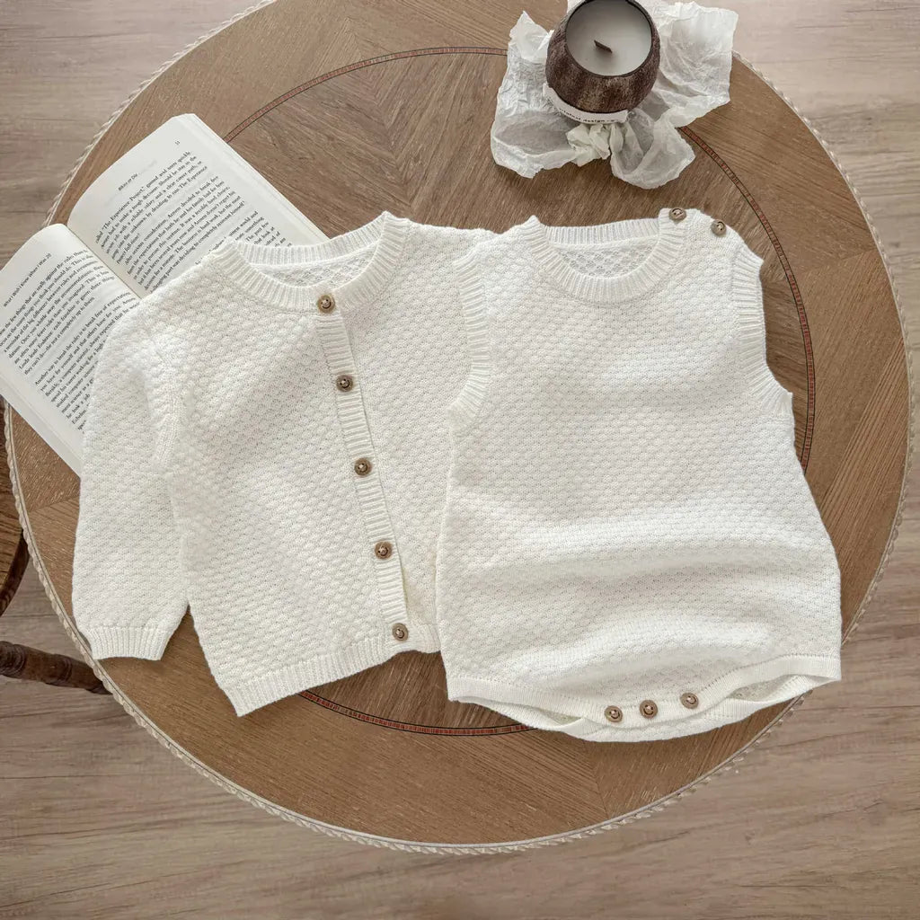 ロンパースセットアップ ケーブルニットカーディガン / ニットロンパース【mh0011195】