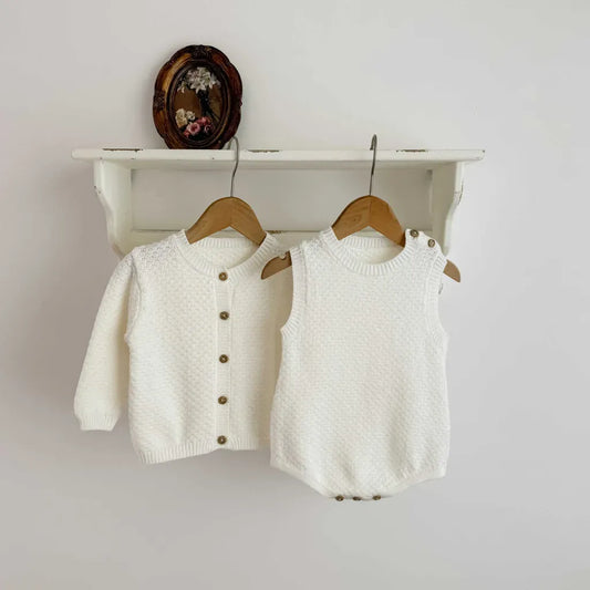 ロンパースセットアップ ケーブルニットカーディガン / ニットロンパース【mh0011195】