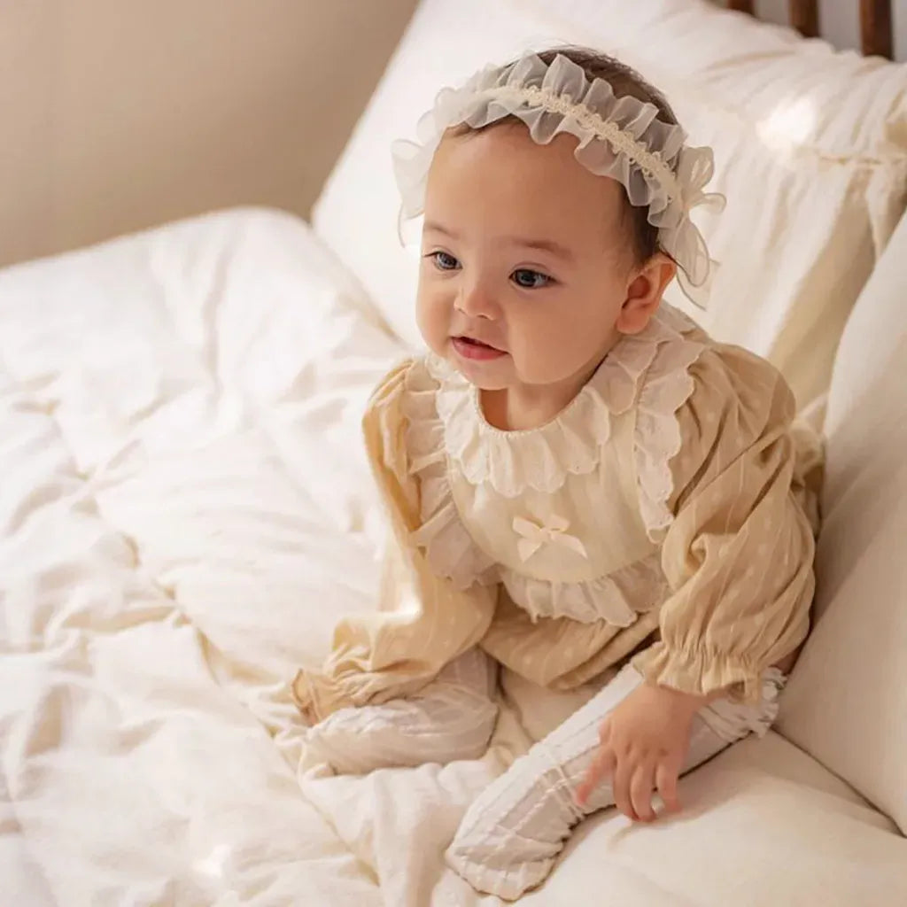 長袖ロンパース レースフリルリボン長袖ロンパース【mh0011199】