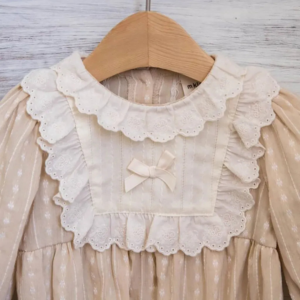 長袖ロンパース レースフリルリボン長袖ロンパース【mh0011199】