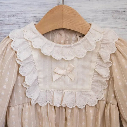 長袖ロンパース レースフリルリボン長袖ロンパース【mh0011199】