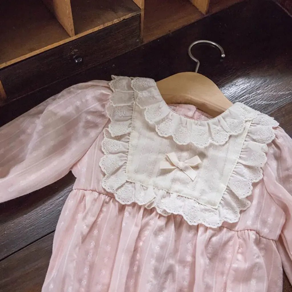 長袖ロンパース レースフリルリボン長袖ロンパース【mh0011199】