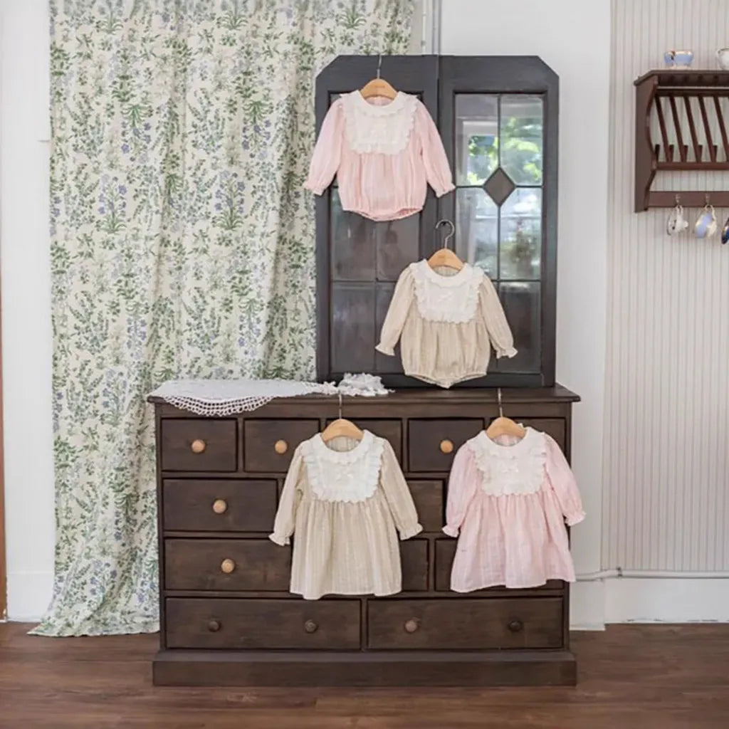 長袖ロンパース レースフリルリボン長袖ロンパース【mh0011199】