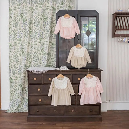 長袖ロンパース レースフリルリボン長袖ロンパース【mh0011199】