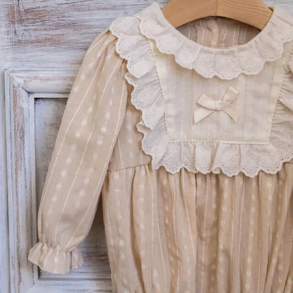 長袖ロンパース レースフリルリボン長袖ロンパース【mh0011199】