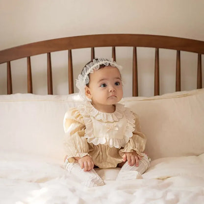 長袖ロンパース レースフリルリボン長袖ロンパース【mh0011199】