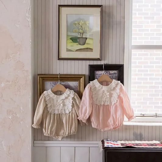 長袖ロンパース レースフリルリボン長袖ロンパース【mh0011199】