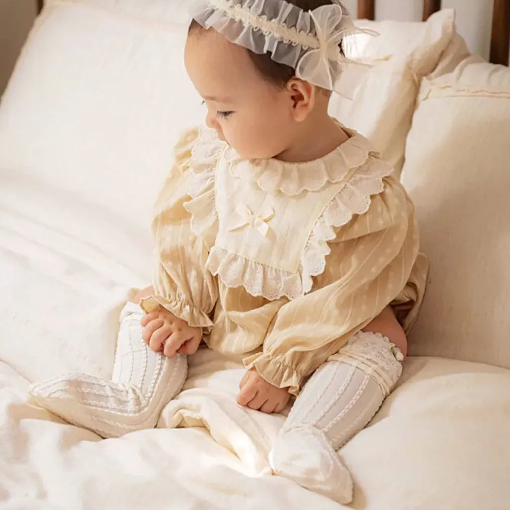 長袖ロンパース レースフリルリボン長袖ロンパース【mh0011199】