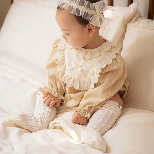 長袖ロンパース レースフリルリボン長袖ロンパース【mh0011199】