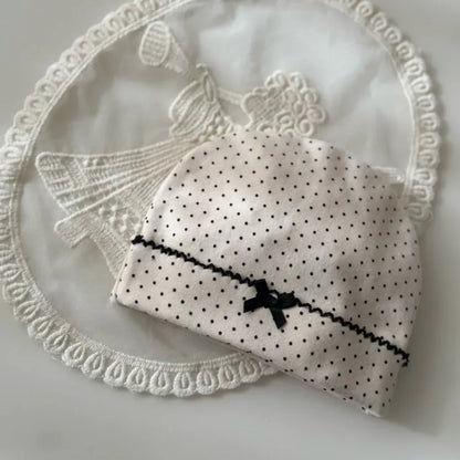 長袖ロンパース ドットフリル長袖ロンパース+帽子セット【mh0011202】