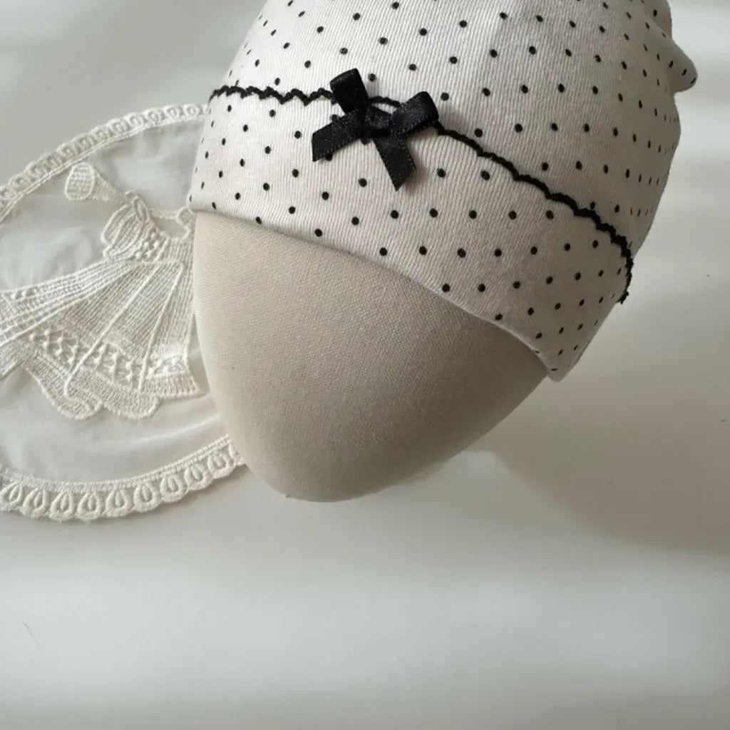 長袖ロンパース ドットフリル長袖ロンパース+帽子セット【mh0011202】