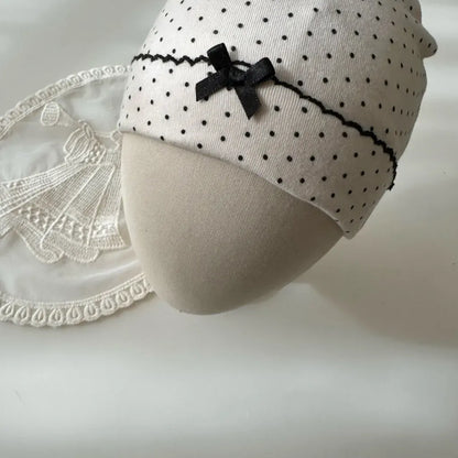 長袖ロンパース ドットフリル長袖ロンパース+帽子セット【mh0011202】
