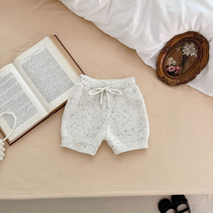 長袖セットアップ Pants Light Gray / 80cm ツイードニット長袖トップス/ハーフパンツ【mh0011186】