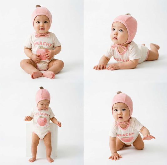 半袖ロンパース Peach Print Short Sleeve Jumpsuit ピーチプリント 半袖 ロンパース【mh0012229】