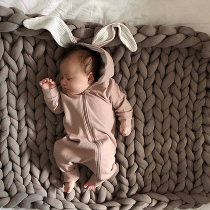 長袖ロンパース Pink / 66cm うさ耳フーディ長袖ロンパース【mh0011180】