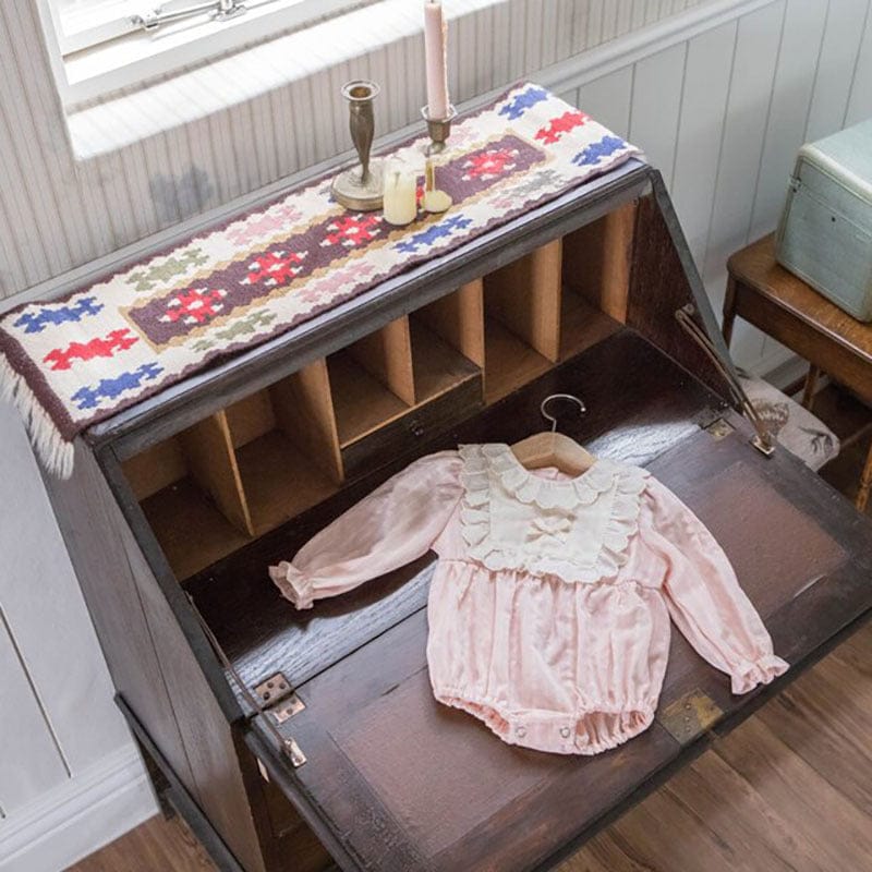 長袖ロンパース Pink / 66cm レースフリルリボン長袖ロンパース【mh0011199】