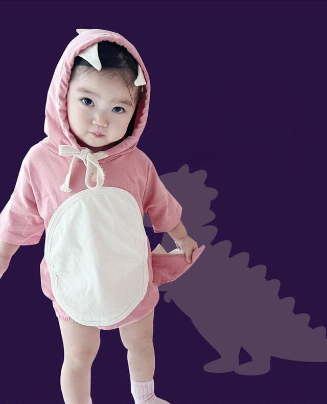半袖セットアップ Pink / 73cm ベビーキッズセットアップ 2点セット 恐竜ダイナソーコスチュームフーディ半袖トップス+ショートパンツ【mh0009089】