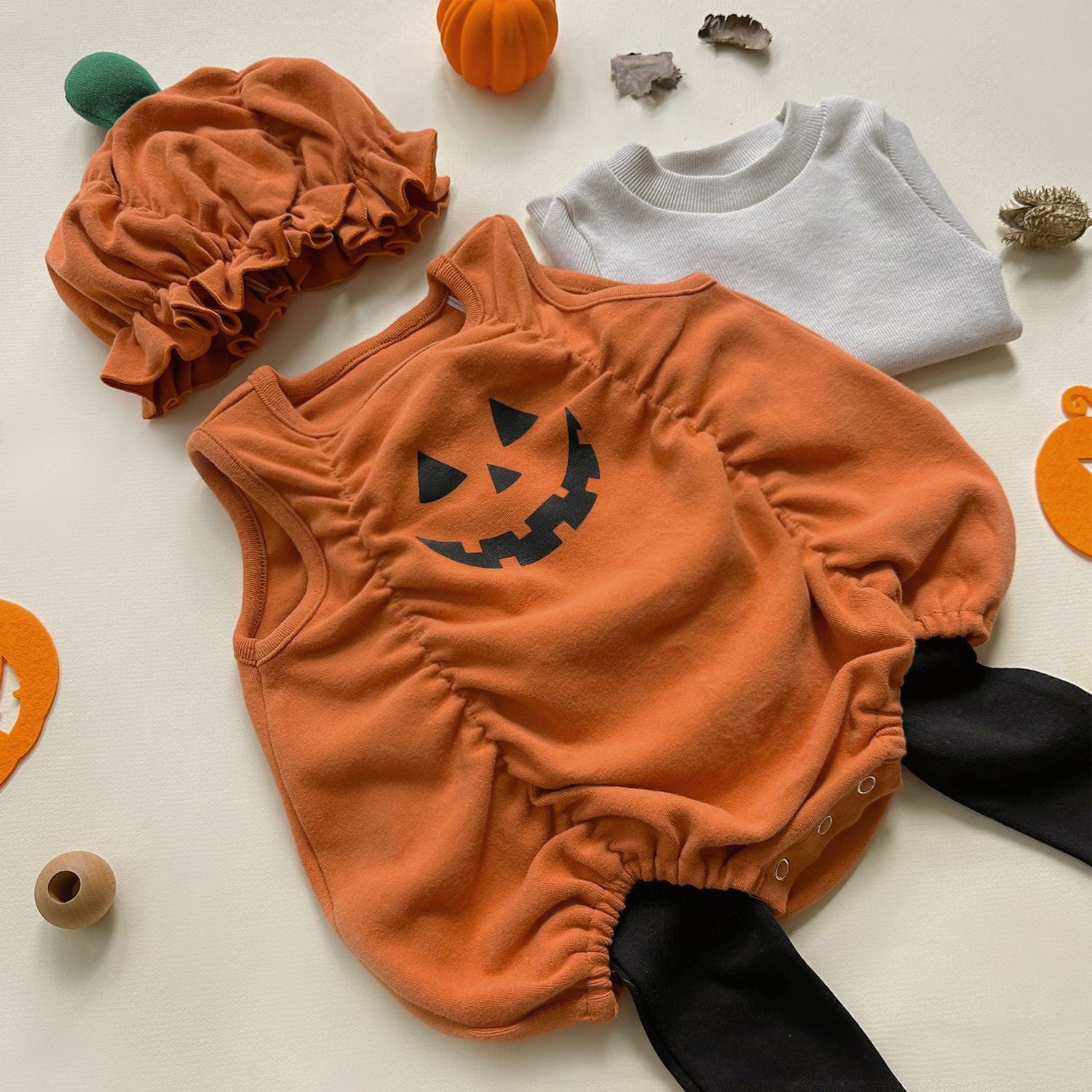 ロンパースセットアップ Pumpkin Vest / 66cm ハロウィンコスチューム パンプキンノースリーブロンパース/レギンスパンツ【mh0010545】