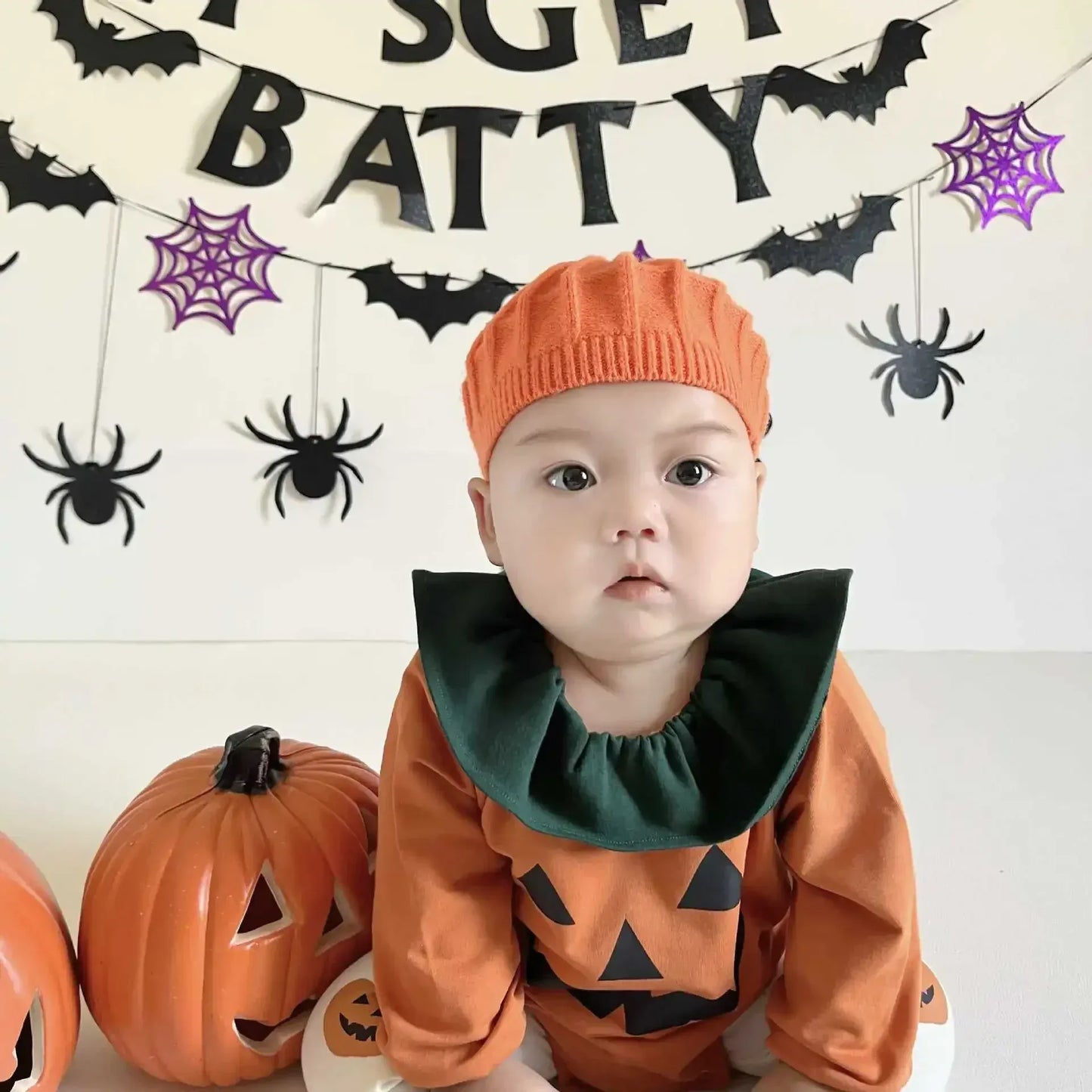 長袖ロンパース romper / 66cm 0-6m ベビーロンパースタイツ ハロウィンコスチュームパンプキンボディスーツ/レギンスパンツ Halloween 👻【mh0007307】