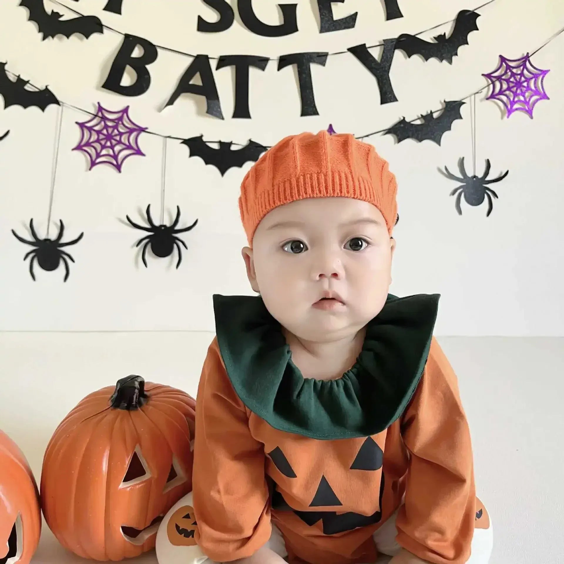 長袖ロンパース romper / 66cm 0-6m ベビーロンパースタイツ ハロウィンコスチュームパンプキンボディスーツ/レギンスパンツ Halloween 👻【mh0007307】