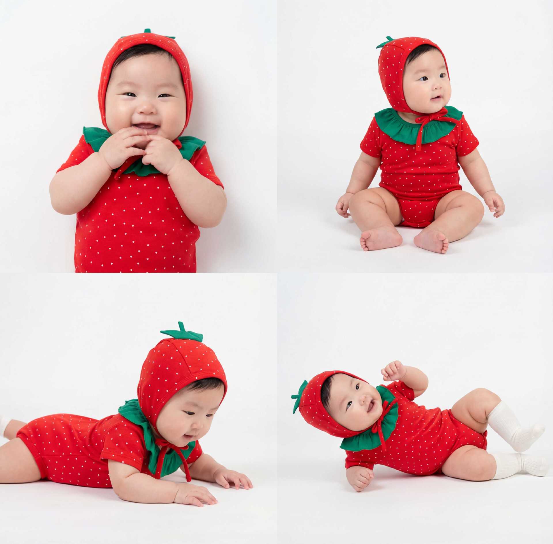 半袖ロンパース Strawberry Print Baby Jumpsuit ストロベリープリント ロンパース【mh0012230】