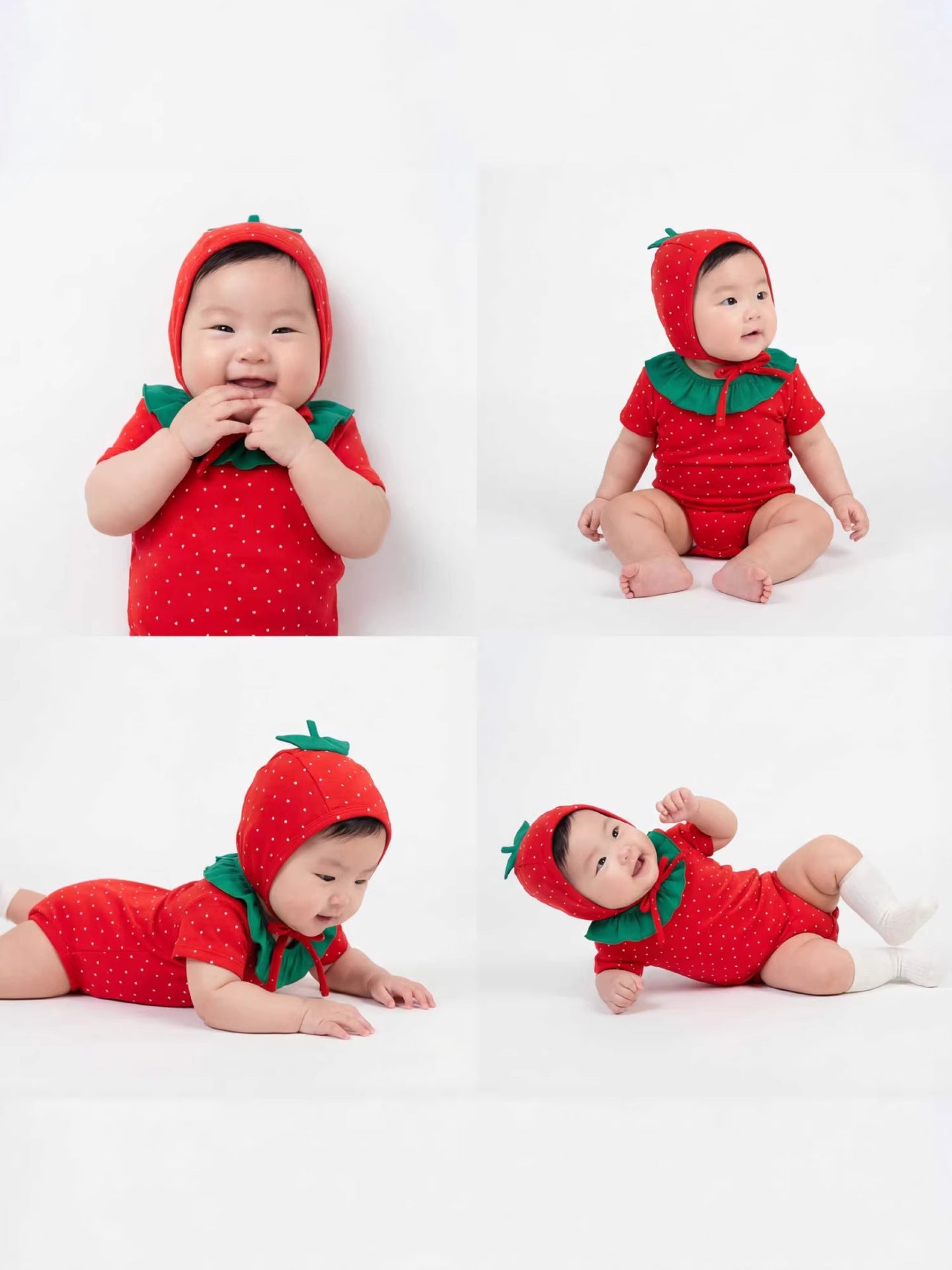 半袖ロンパース Strawberry Print Baby Jumpsuit ストロベリープリント ロンパース【mh0012230】