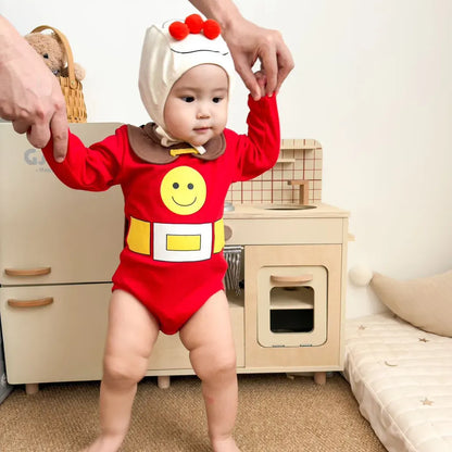 長袖ロンパース Superman Set / 66cm スーパーマンロンパース+マント+帽子コスチュームセット【mh0011192】