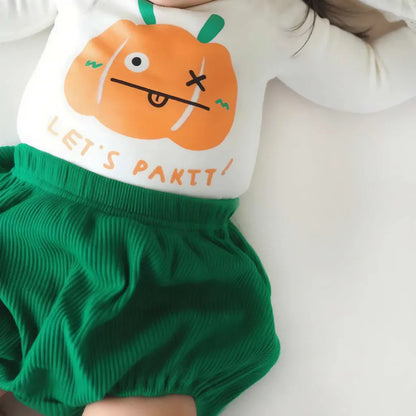 長袖セットアップ ハロウィン長袖Tシャツ+カボチャパンツ+帽子セットアップ 3点セット【mh0011187】