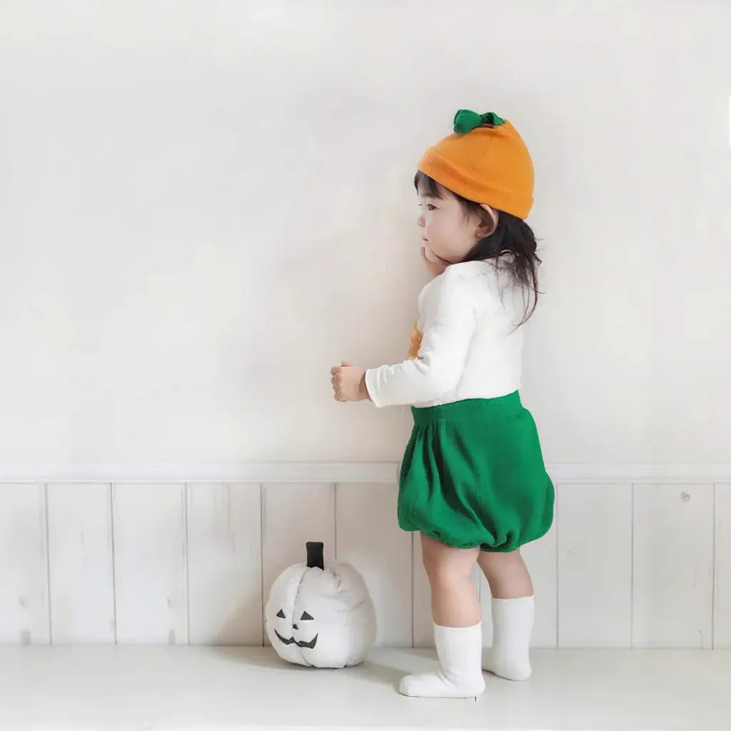 長袖セットアップ ハロウィン長袖Tシャツ+カボチャパンツ+帽子セットアップ 3点セット【mh0011187】