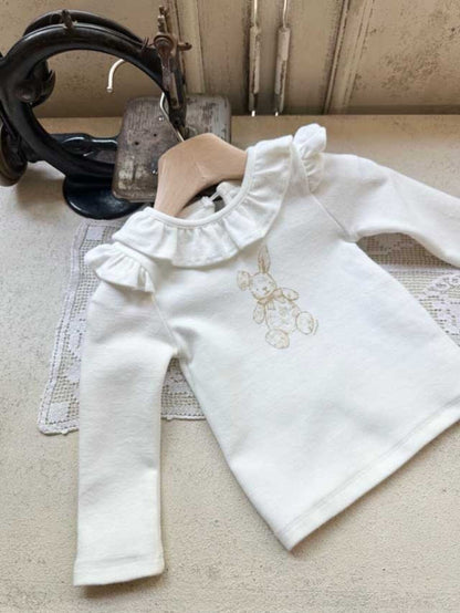 長袖ロンパース ラッフルフリル襟ロンパース/長袖Tシャツ【mh0011172】