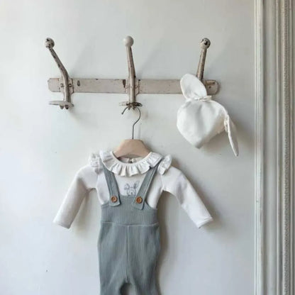 長袖ロンパース ラッフルフリル襟ロンパース/長袖Tシャツ【mh0011172】