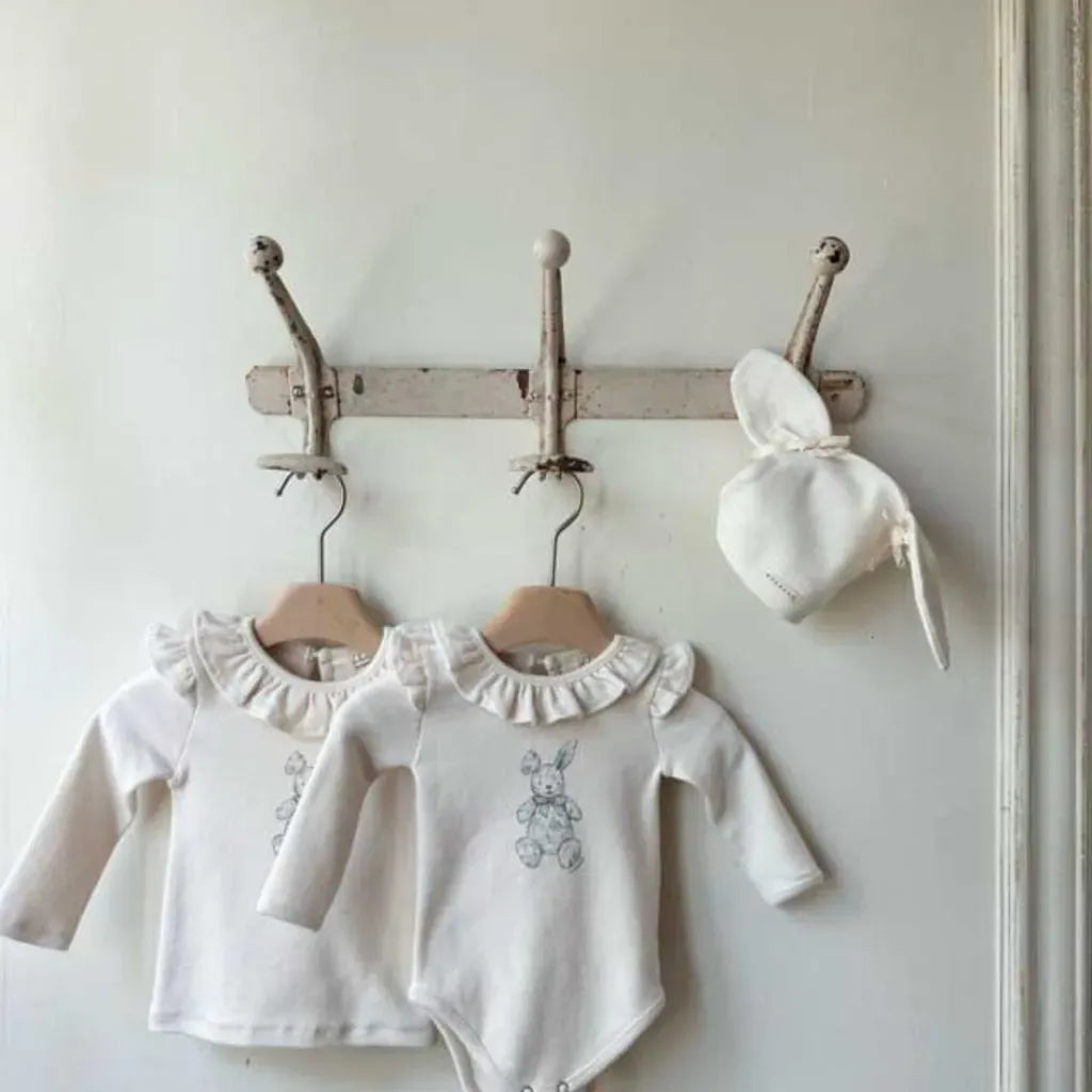 長袖ロンパース ラッフルフリル襟ロンパース/長袖Tシャツ【mh0011172】