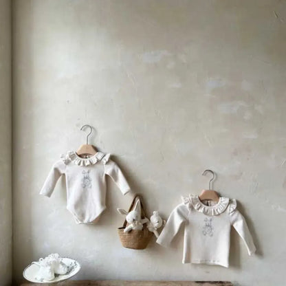 長袖ロンパース ラッフルフリル襟ロンパース/長袖Tシャツ【mh0011172】