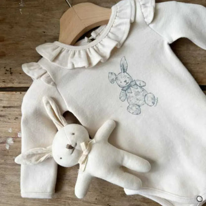 長袖ロンパース ラッフルフリル襟ロンパース/長袖Tシャツ【mh0011172】