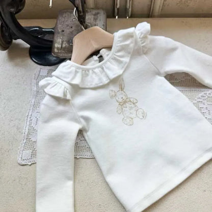 長袖ロンパース ラッフルフリル襟ロンパース/長袖Tシャツ【mh0011172】