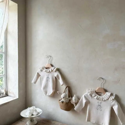 長袖ロンパース ラッフルフリル襟ロンパース/長袖Tシャツ【mh0011172】