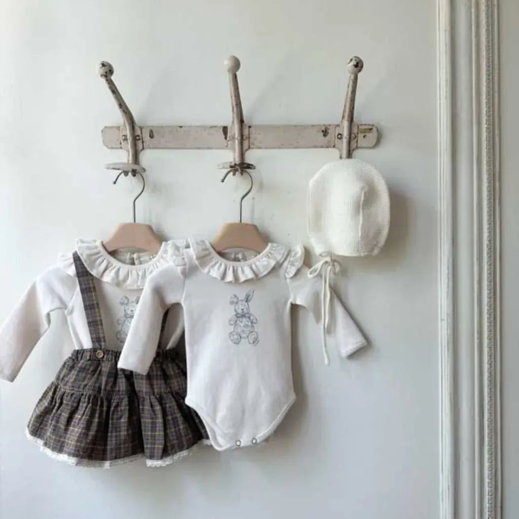 長袖ロンパース ラッフルフリル襟ロンパース/長袖Tシャツ【mh0011172】