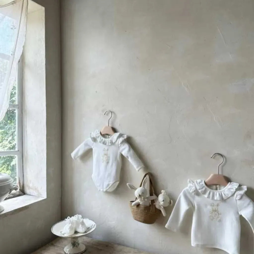 長袖ロンパース ラッフルフリル襟ロンパース/長袖Tシャツ【mh0011172】