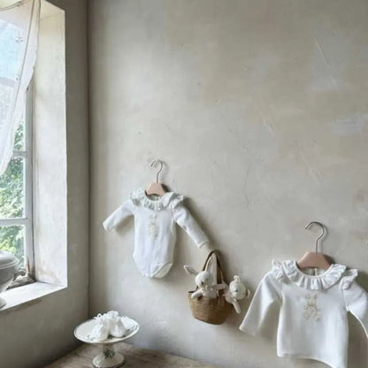 長袖ロンパース ラッフルフリル襟ロンパース/長袖Tシャツ【mh0011172】