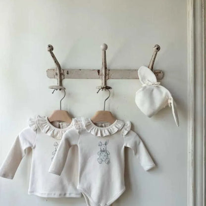 長袖ロンパース ラッフルフリル襟ロンパース/長袖Tシャツ【mh0011172】