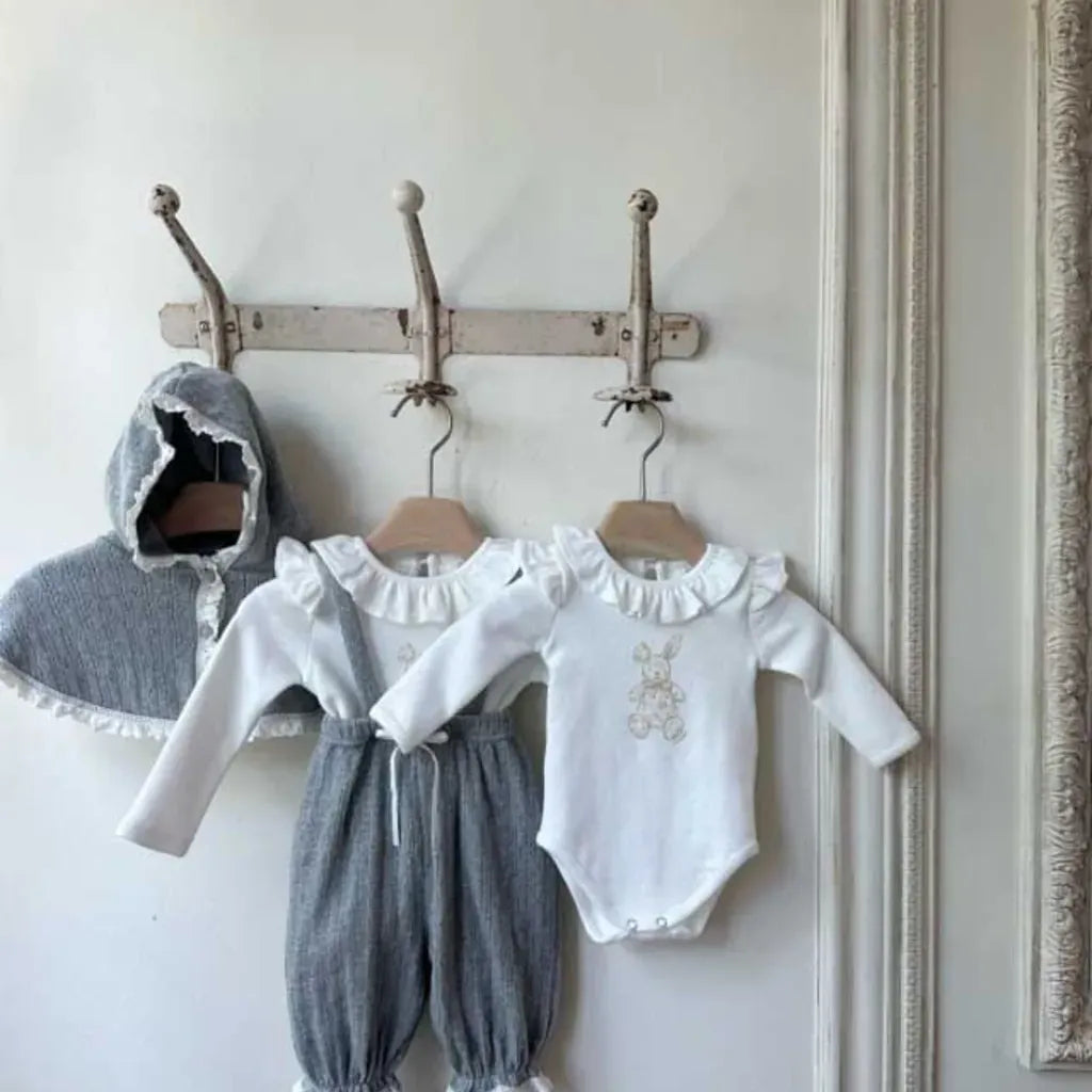 長袖ロンパース ラッフルフリル襟ロンパース/長袖Tシャツ【mh0011172】