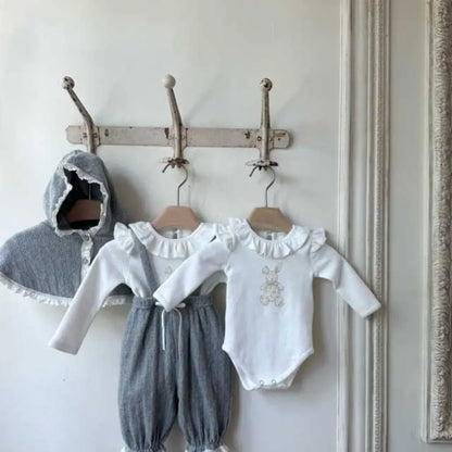 長袖ロンパース ラッフルフリル襟ロンパース/長袖Tシャツ【mh0011172】