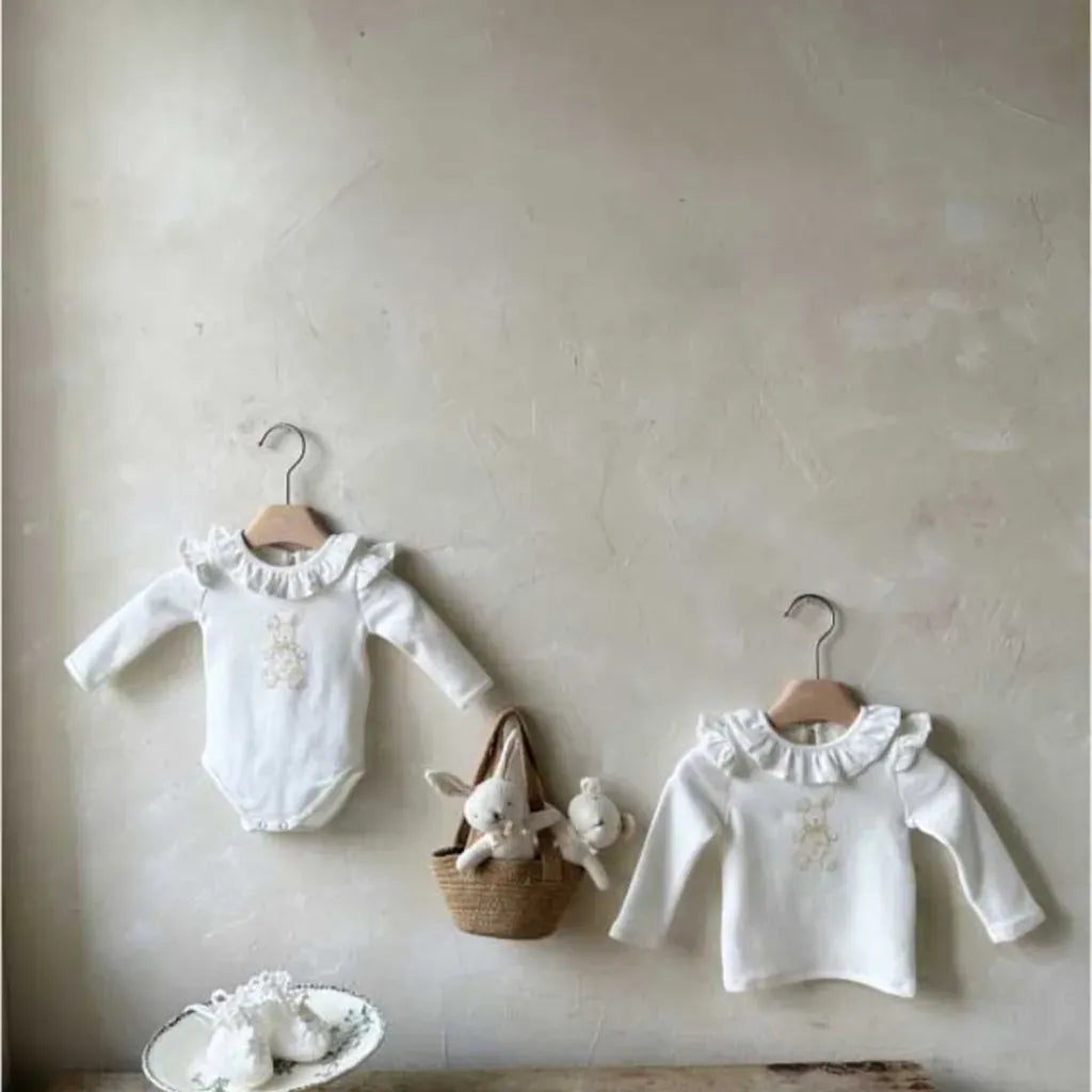 長袖ロンパース ラッフルフリル襟ロンパース/長袖Tシャツ【mh0011172】