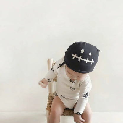 長袖ロンパース ハロウィンスケルトンプリントTシャツ+レギンスセット/ロンパース+ニット帽セット【mh0011188】