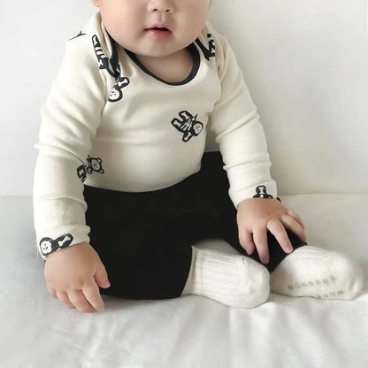 長袖ロンパース ハロウィンスケルトンプリントTシャツ+レギンスセット/ロンパース+ニット帽セット【mh0011188】