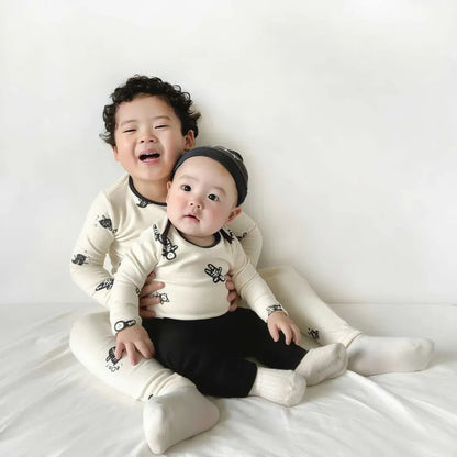 長袖ロンパース ハロウィンスケルトンプリントTシャツ+レギンスセット/ロンパース+ニット帽セット【mh0011188】